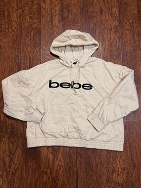 bebe Cream Pullover Hoodie with Black Logo size medium, says 2x but it’s def not